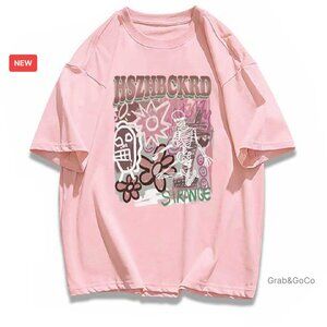 Y2K Skull Graffiti Oversized Vintage Graphic Tee Loose Fit Cotton